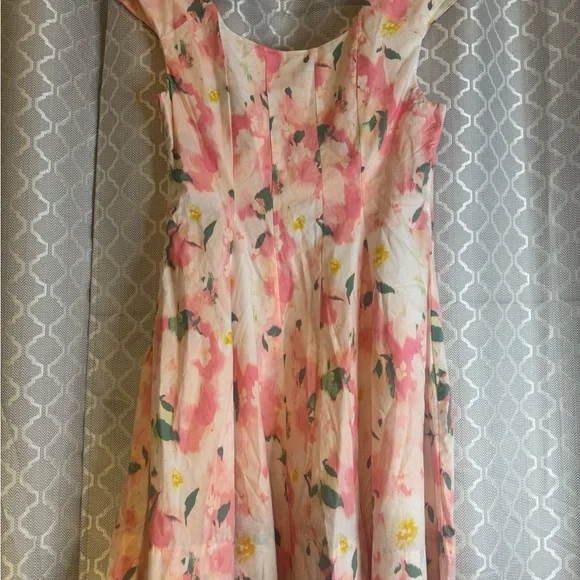 A New Day Pink Floral Fit & Flare Midi Dress Size 8 NWT spring easter - Picture 4 of 5